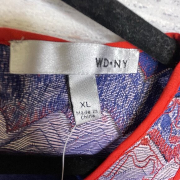 WD NY Women's Sleeveless Tank Tunic Size XL Red Multi Color Chevron Tassels - Picture 6 of 13